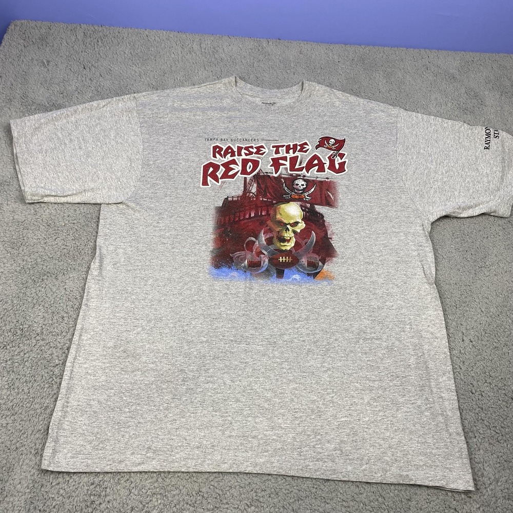 Tampa Bay Buccaneers Shirt Mens 2XL Gray NFL Football Raise the‎ Red Flag Reebok